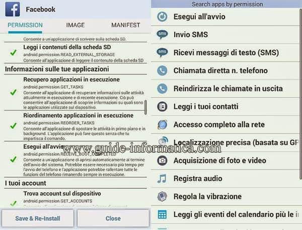 gestione permessi app android