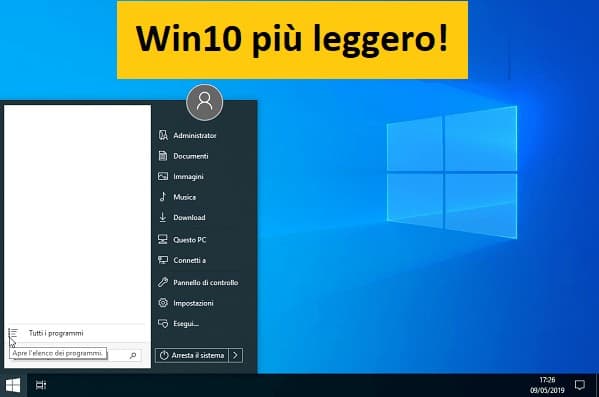 windows 10 leggero