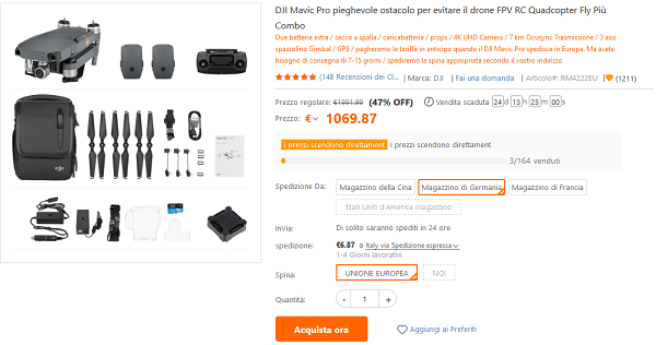 DJI Mavic Pro Combo offerta TomTop