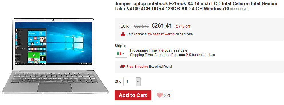 Jumper EZbook X4 offerta LightInTheBox