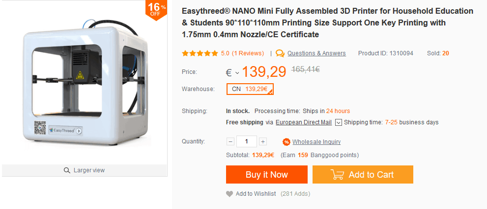 Easythreed NANO stampante 3D recensione