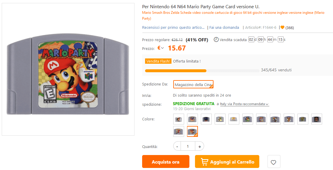 Nintendo 64 TomTop giochi offerta lampo