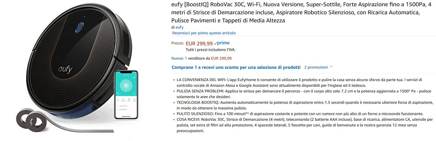 Eufy RoboVac 30C robot aspirapolvere recensione