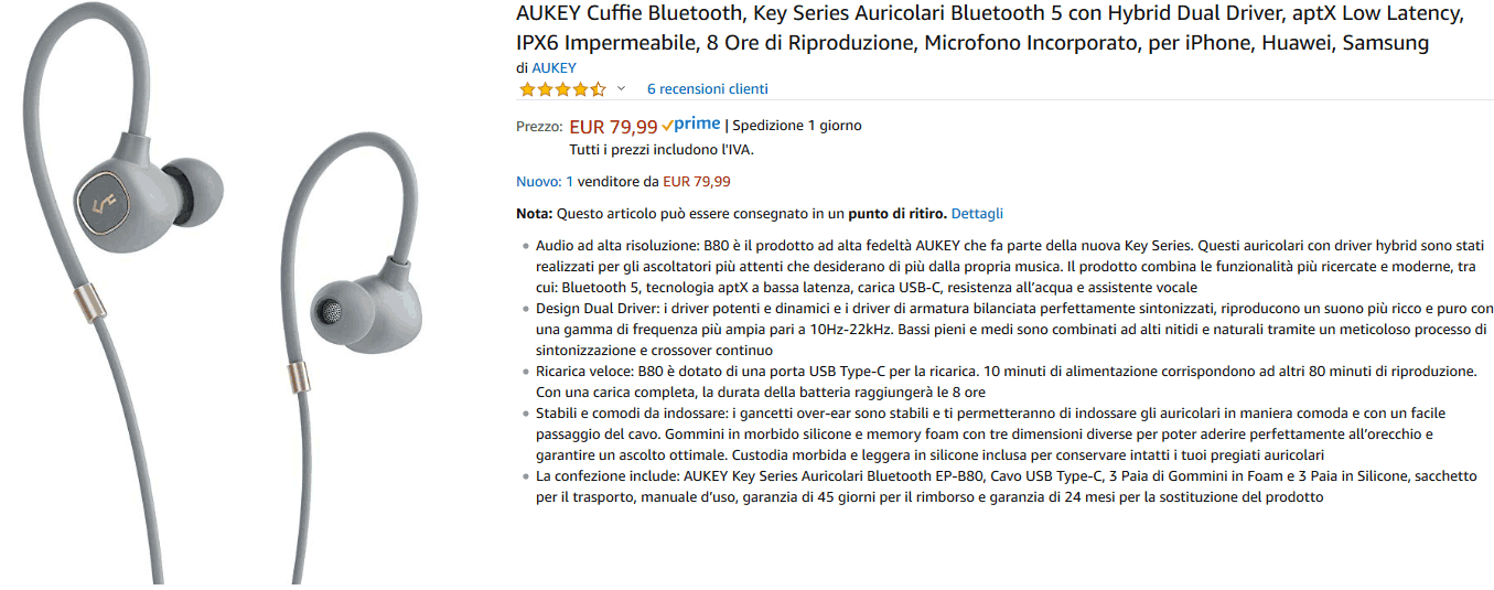 Aukey EP B80 Auricolari Bluetooth recensione