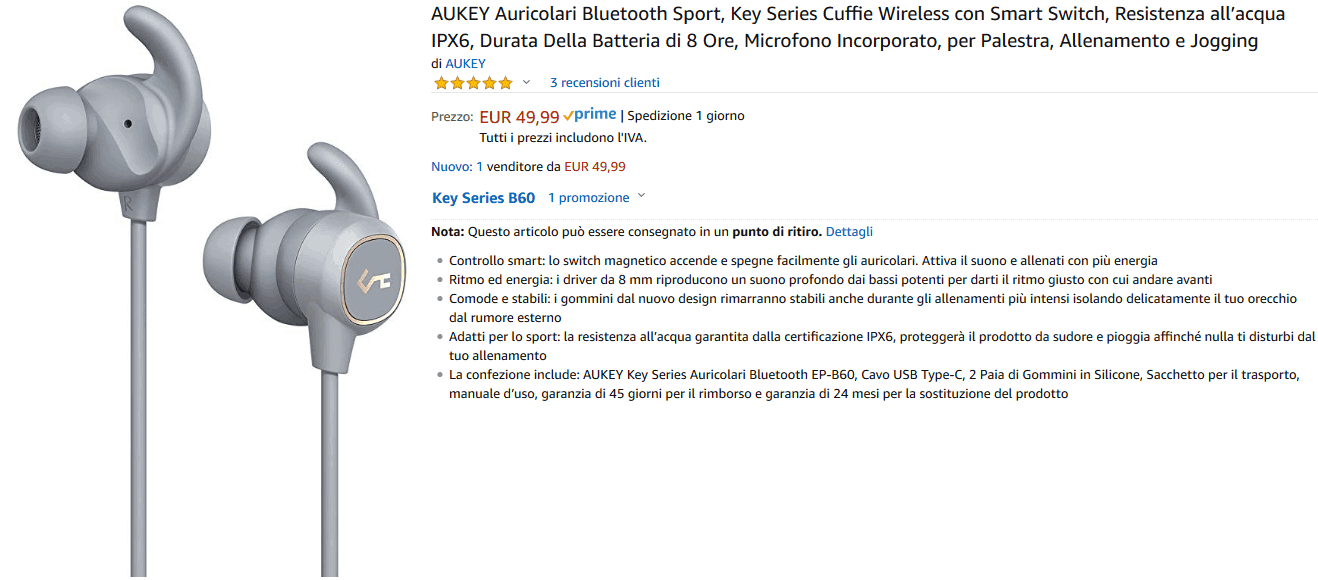 Aukey EP-B60 Auricolari Bluetooth magnetici recensione