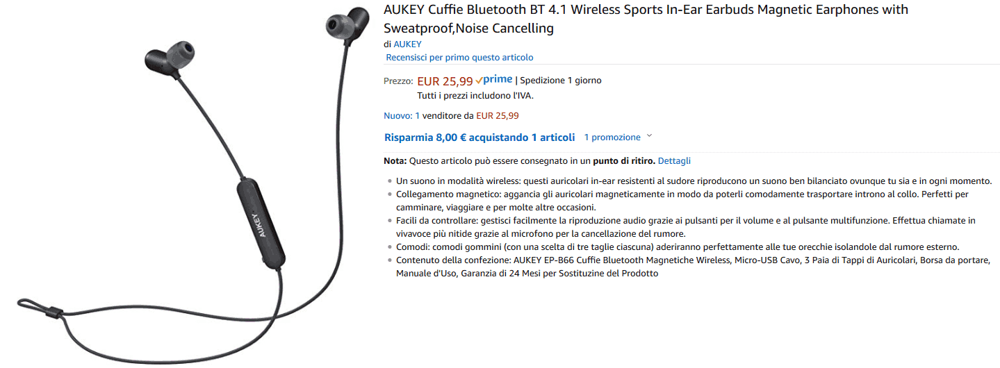 Aukey EP-B66 Auricolari Bluetooth magnetici recensione