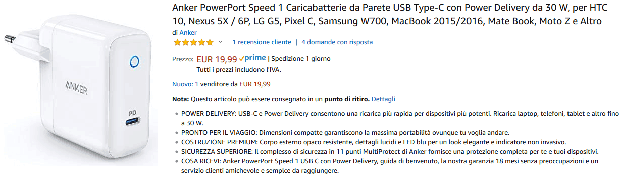 Anker PowerPort Speed PD 30 Caricatore da parete USB-C recensione