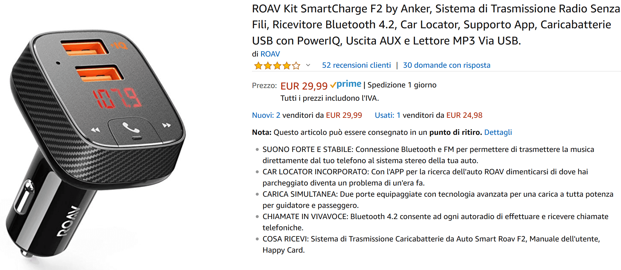 Roav F2 Trasmettitore FM Anker recensione