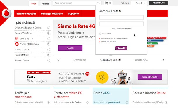 Come disattivare una promozione Vodafone direttamente dal sito internet