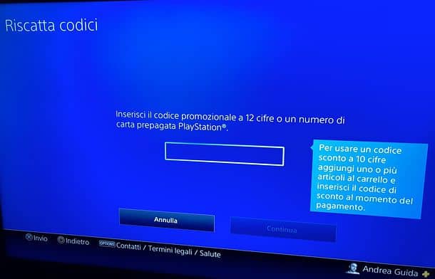 Come riscattare un codice promozionale su PS4